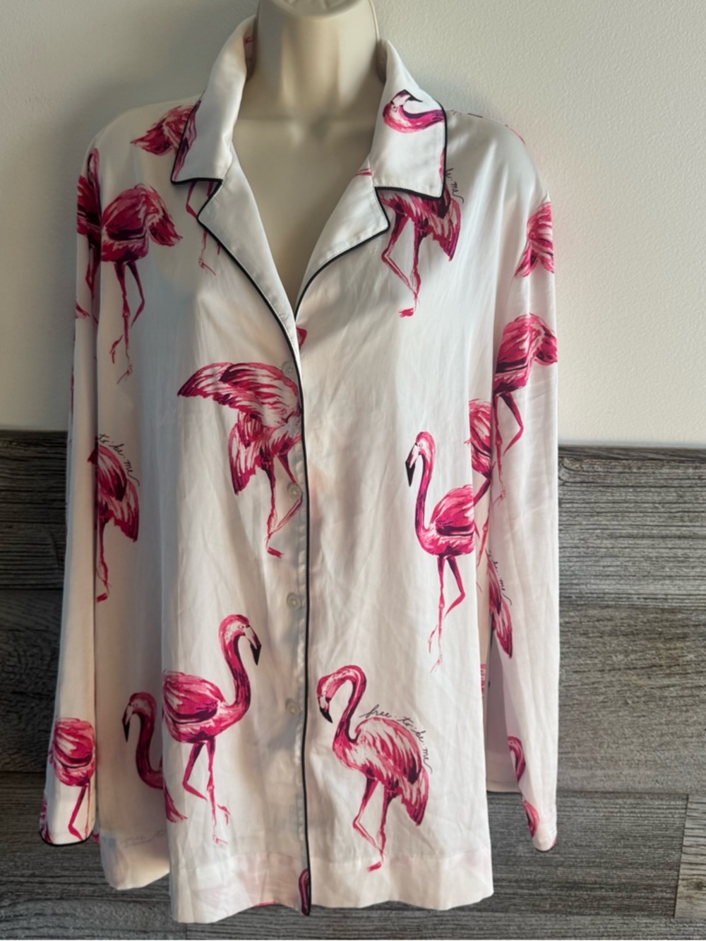 Soma Flamingo Pajama Set 3 Piece Robe Top Pants XL (S1) - Picture 2 of 13